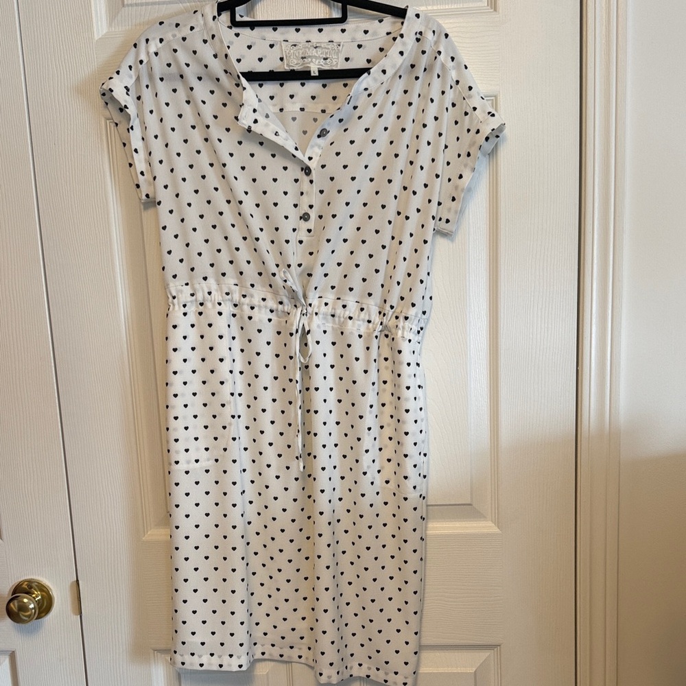 Pink Martini Black & White Heart Print spring Midi Dress